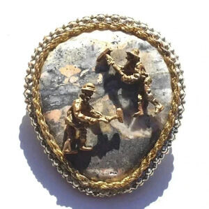 Vintage Gemstone (Agate Stone Geode Crystal) Cowboy Western Tie Clip Pin Decor